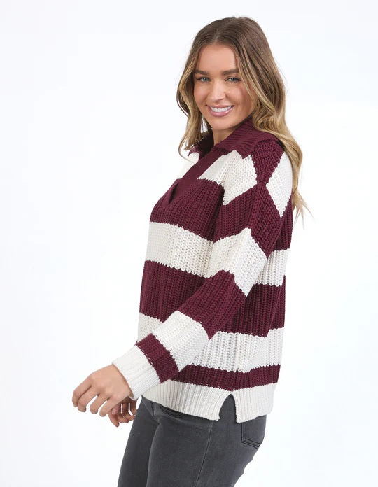 Foxwood Estella Stripe Knit Berry/white Stripe [sz:10]