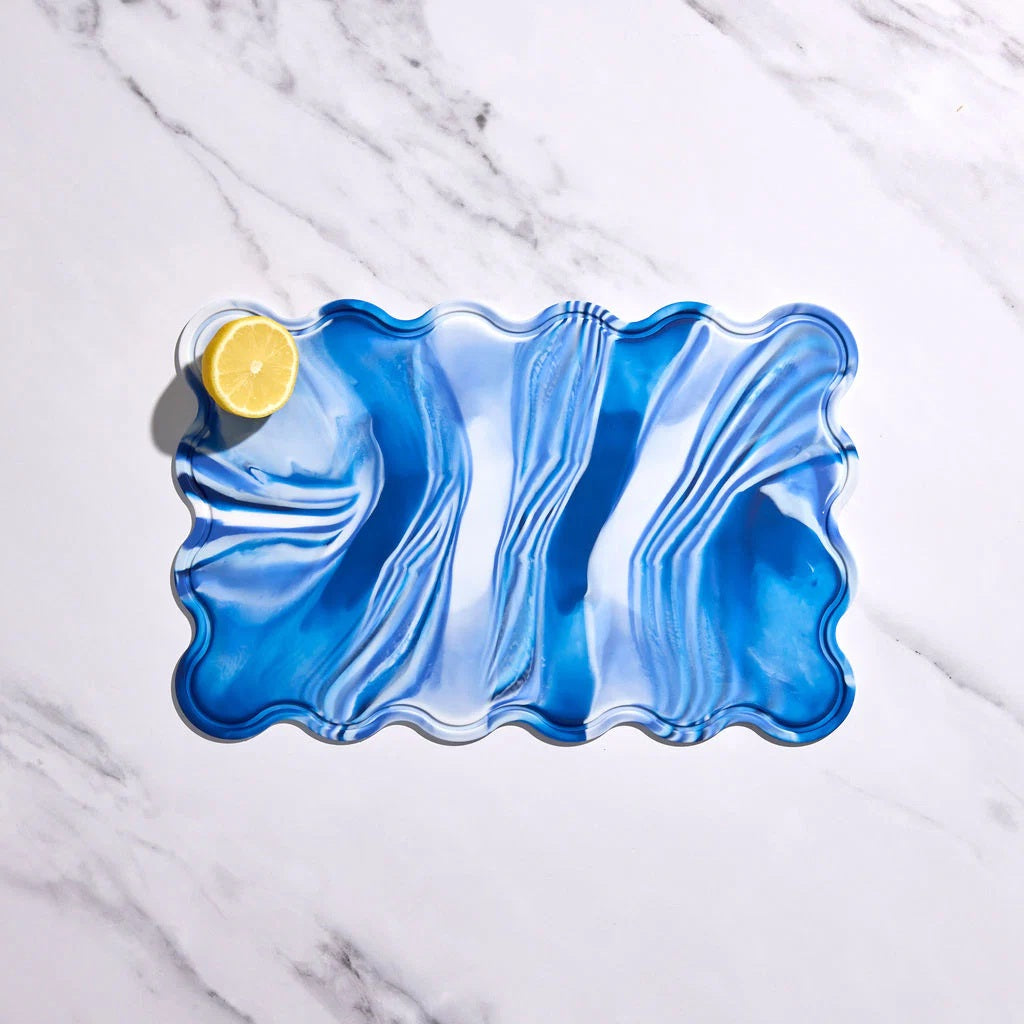 Styld.chop (set Of 2) - Swirl + Solid - Azure
