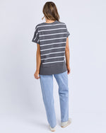Load image into Gallery viewer, Foxwood Allison Stripe Tee Charcoal/white Stripe [sz:8]
