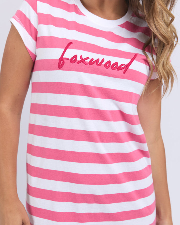 Foxwood Signature Stripe Tee Dress Hot Pink [sz:10]