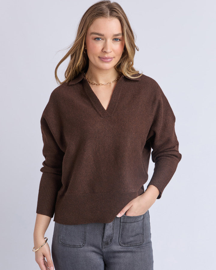 Foxwood Elea Knit Polo Coffee [sz:10]
