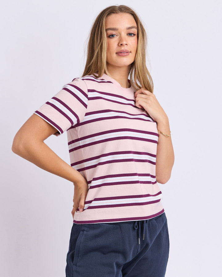 Foxwood Pure Stripe Tee Ballerina Pink [sz:10]