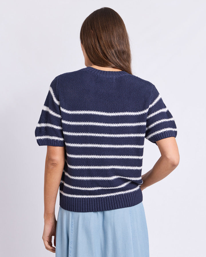 Foxwood Blair Stripe Short Sleeve Knit Dark Sapphire [sz:10]