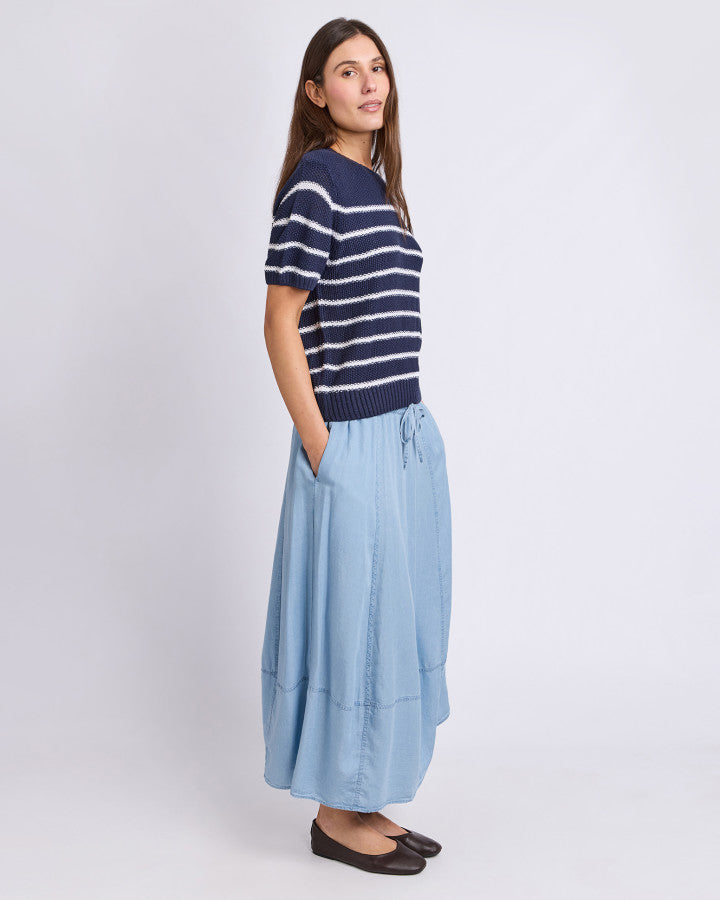 Foxwood Blair Stripe Short Sleeve Knit Dark Sapphire [sz:10]
