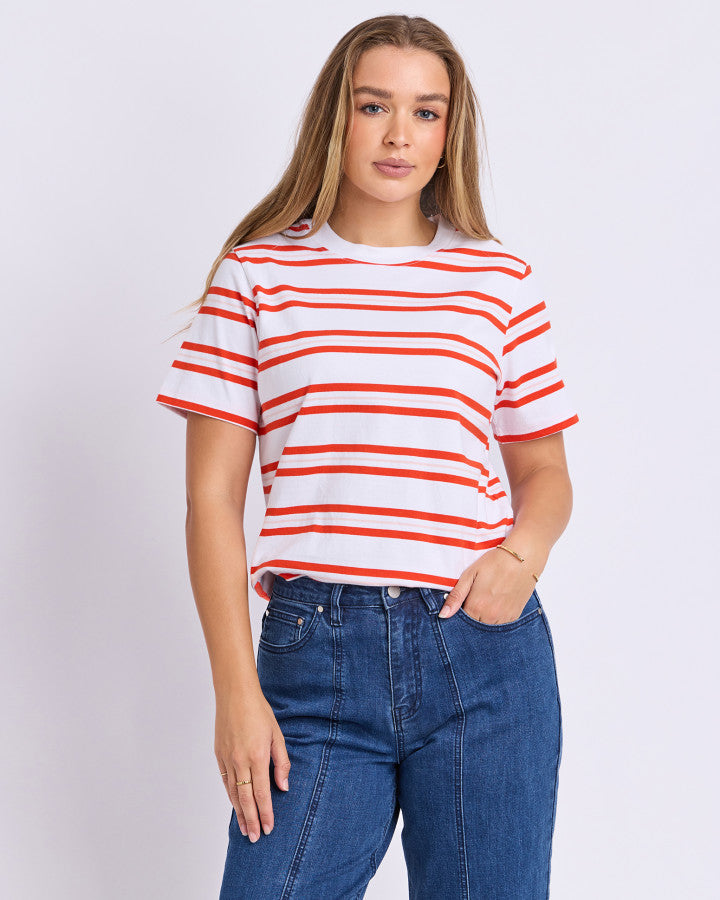 Foxwood Pure Stripe Tee White [sz:10]