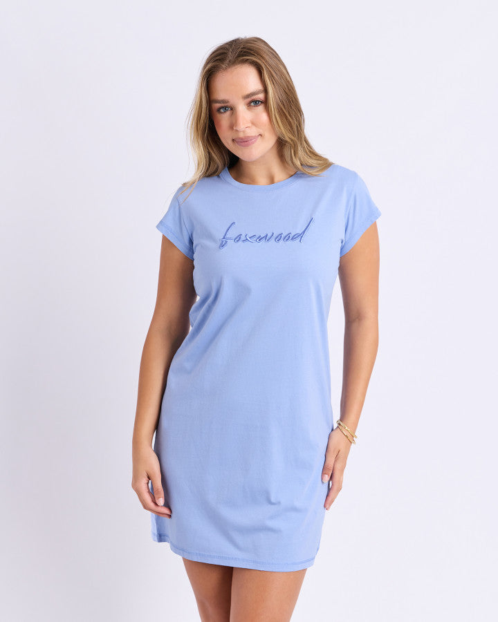 Foxwood Signature Embroidery Tee Dress Cornflour Blue [sz:8]