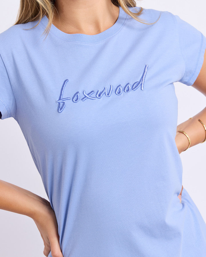 Foxwood Signature Embroidery Tee Dress Cornflour Blue [sz:8]