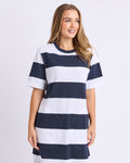 Foxwood Pebble Tee Dress Navy & White Stripe [sz:10]