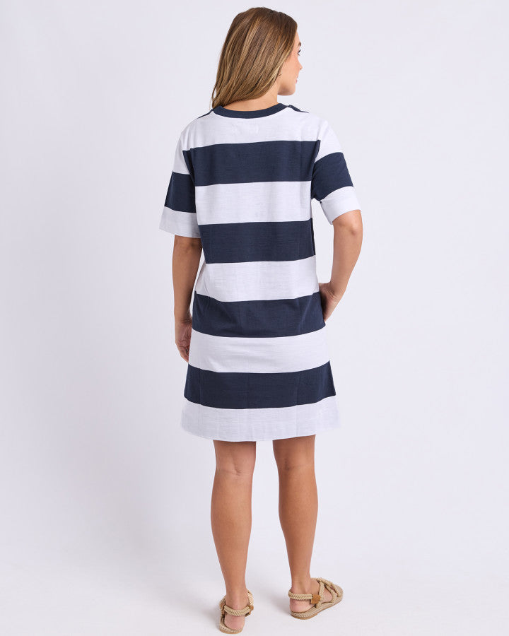 Foxwood Pebble Tee Dress Navy & White Stripe [sz:10]