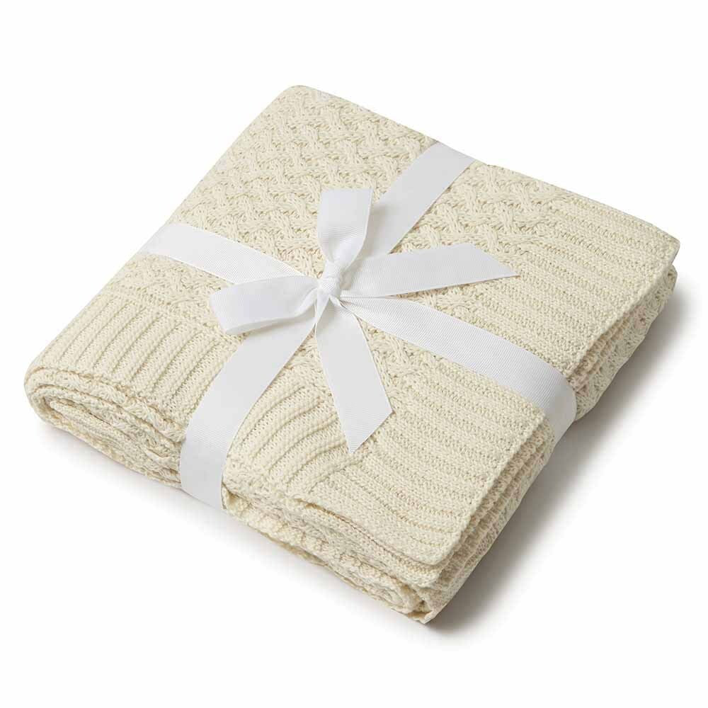 Snuggle Hunny Cream Diamond Knit Baby Blanket