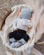 Load image into Gallery viewer, Snuggle Hunny Blue Merino Wool Bonnet &amp; Booties
