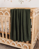 Load image into Gallery viewer, Snuggle Hunny Olive Diamond Knit Baby Blanket
