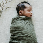 Load image into Gallery viewer, Snuggle Hunny Dusty Olive Organic Muslin Wrap
