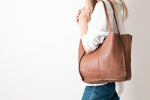 Load image into Gallery viewer, Juju &amp; Co Baby Unlined Tote Cognac
