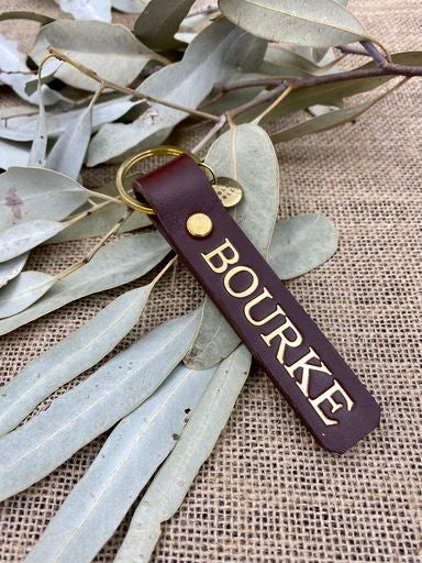 Bourke Leather Keyring Gold Imprint