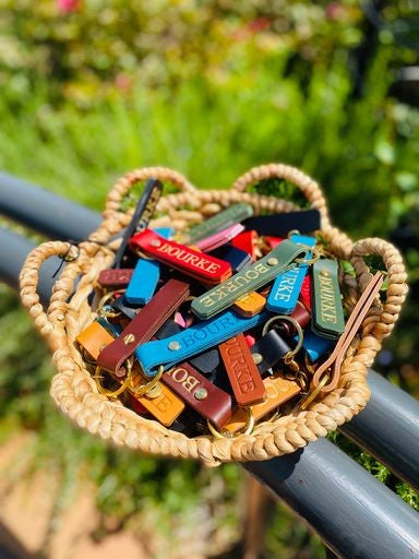 Bourke Leather Keyring Gold Imprint