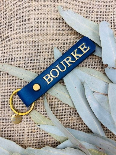 Bourke Leather Keyring Gold Imprint