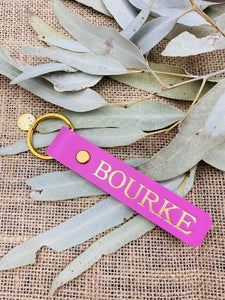 Bourke Leather Keyring Gold Imprint