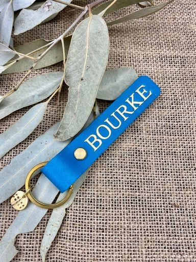 Bourke Leather Keyring Gold Imprint