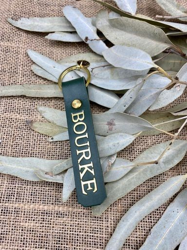 Bourke Leather Keyring Gold Imprint