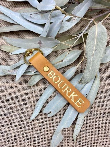 Bourke Leather Keyring Gold Imprint