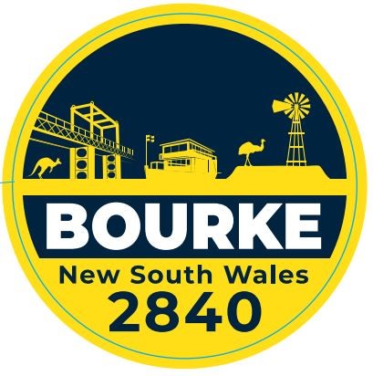 Bourke Kiss Cut Round Bumper Sticker Yellow/navy