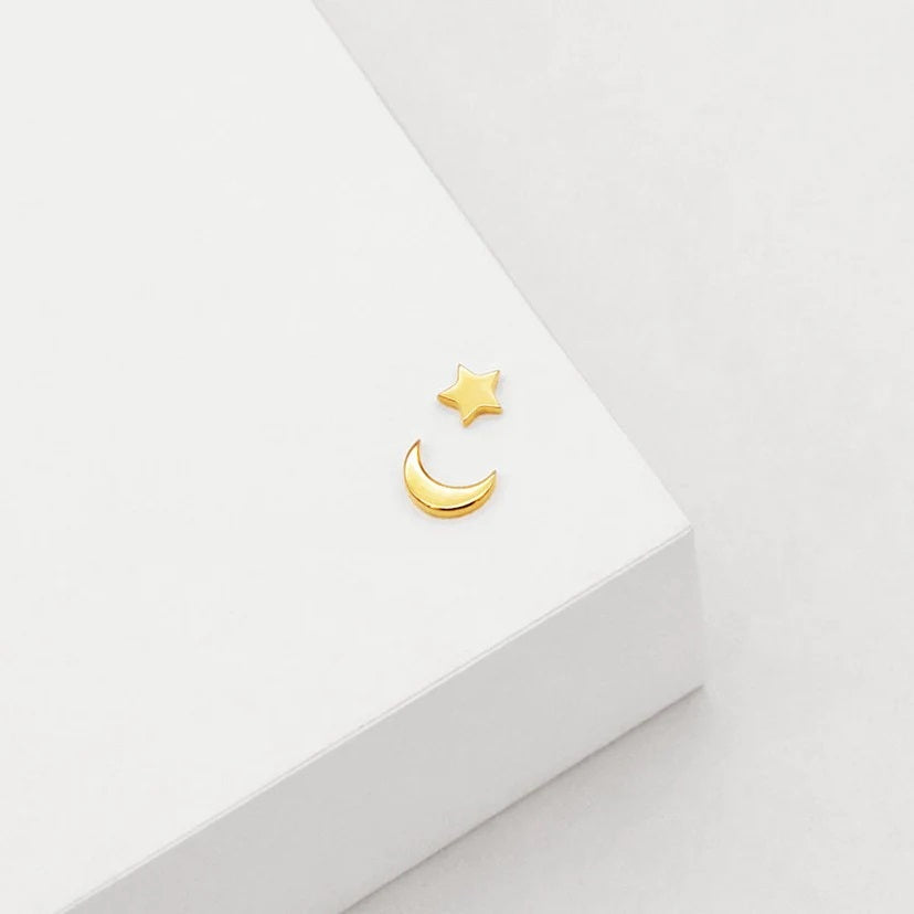 Linda Tahija Star & Moon Stud Earrings