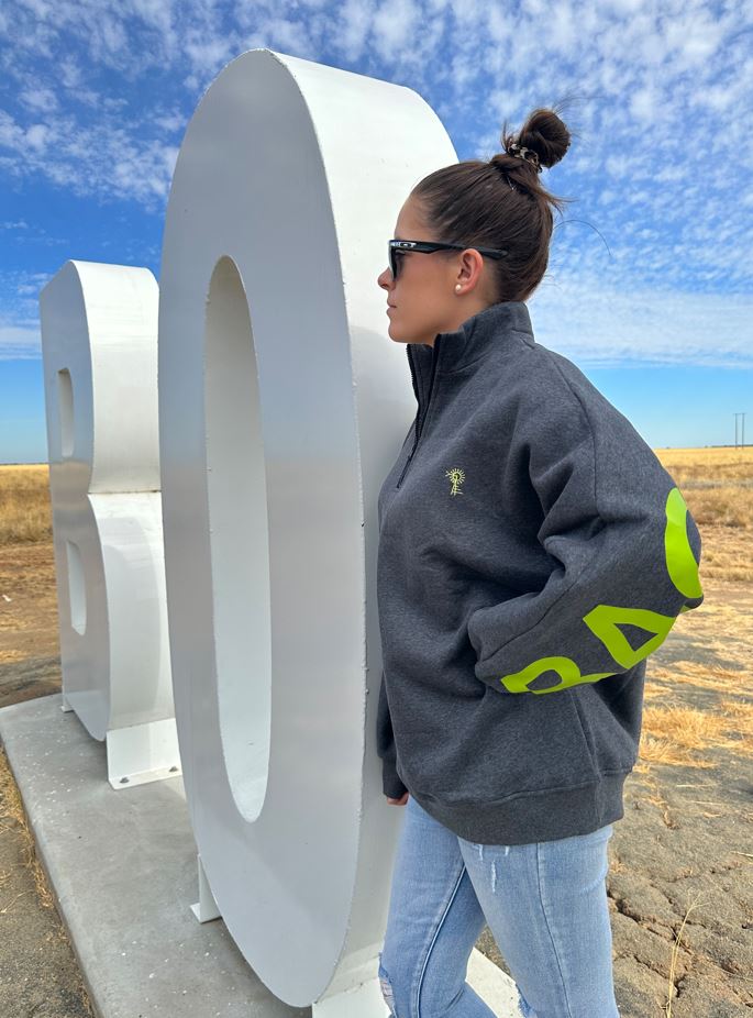 Back O Bourke Oversized Quarter Zip Sweat Dark Marle Grey