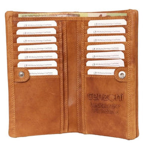 Cenzoni Leather Oil Pull Up Ladies Wallet - Tan