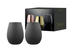 Ladelle Tempa Aurora Matte Black 2pk Glass Tumbler