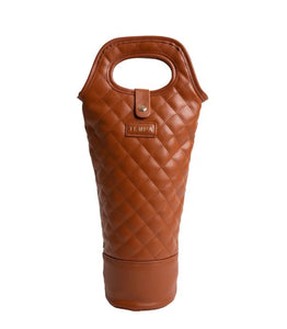 Ladelle Tempa Quilted Brown Insulated Single Wine Bag