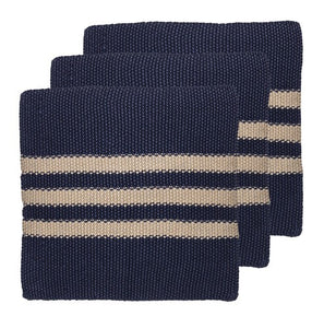 Ladelle Eco Knitted Indigo 27x27cm 3pk Dishcloth