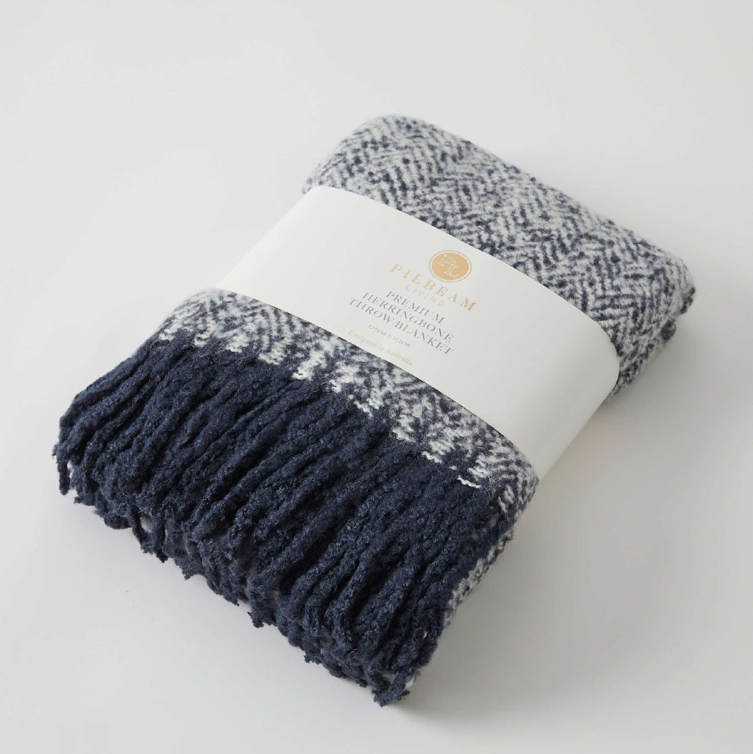 Navy Herringbone Throw