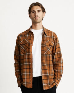 Mr Simple Flannel Ls Shirt - Terracotta