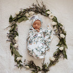 Load image into Gallery viewer, Snuggle Hunny Eucalypt Baby Jersey Wrap &amp; Beanie Set
