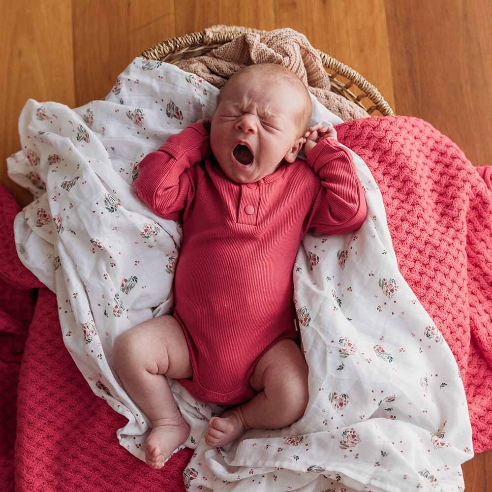 Snuggle Hunny Hibiscus Long Sleeve Organic Bodysuit * Sale *