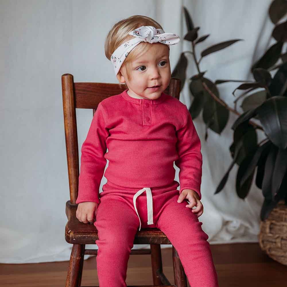 Snuggle Hunny Hibiscus Long Sleeve Organic Bodysuit * Sale *