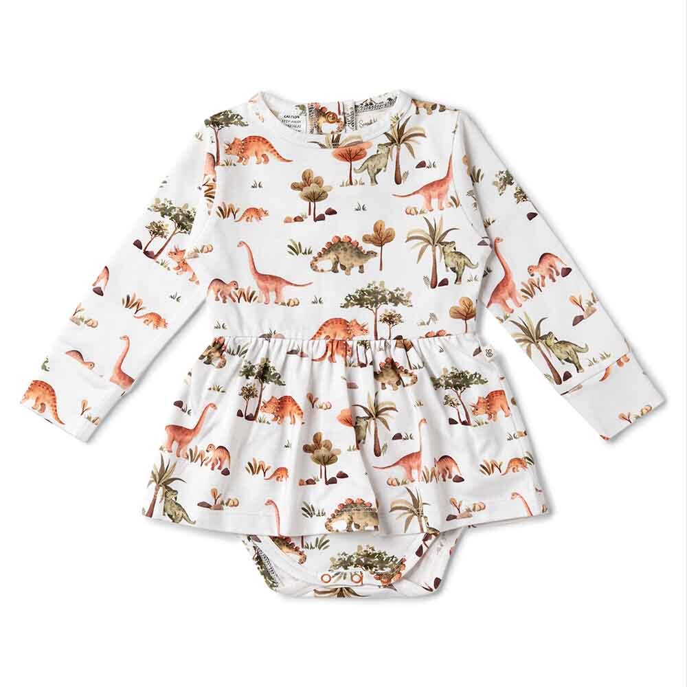 Snuggle Hunny Dino Long Sleeve Organic Dress * Sale *